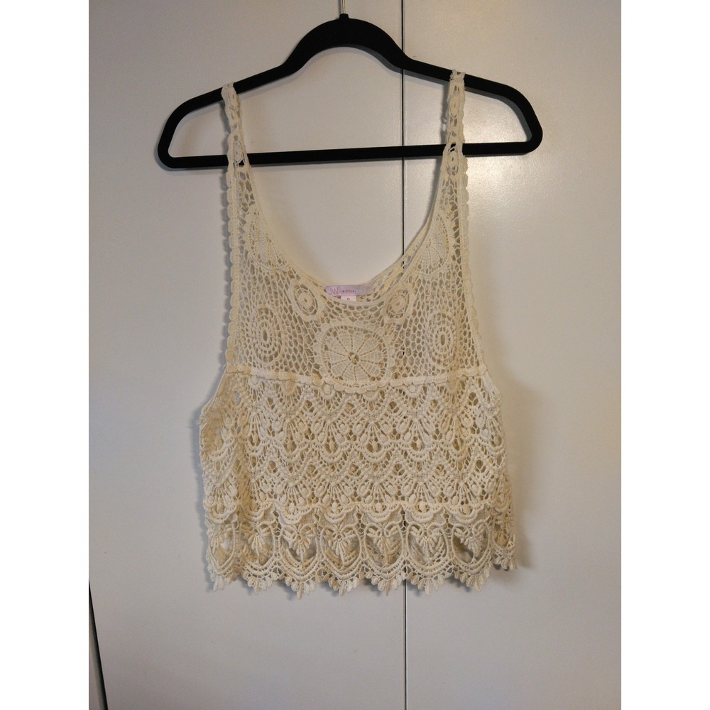Women's Crochet Lace Top Size XL Fits L Boho Festival Coastal Cowgirl Beachy